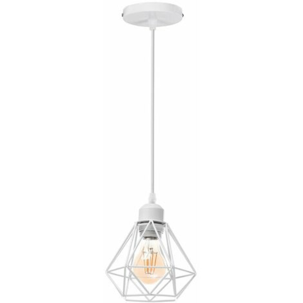 Moderne industriel vedhæng lysekrone E27 diamantskærm 16 cm til entre soveværelse - hvid - hvid