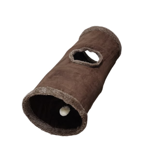 Pettunnel i mocka, hopfällbar kanalkattleksak, husdjursleksaker (brun D30X67)