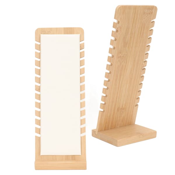 Bambu Professionell Smyckesdisplay Ställ Halsband Armband Hållare Organizer