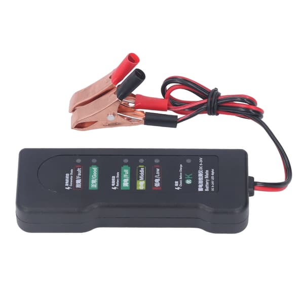 12V Bilbatteritestare med Testklämmor 6 LED-Display Fordonsbatteri Feldetektor