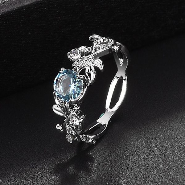 Kvinder kreative blade Design Legering udhulet Rhinestone Ring Charm smykker US 7
