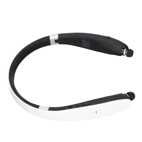 Bluetooth-hörlurar med nackband, hopfällbara, brusreducerande, trådlös mikrofon, vit