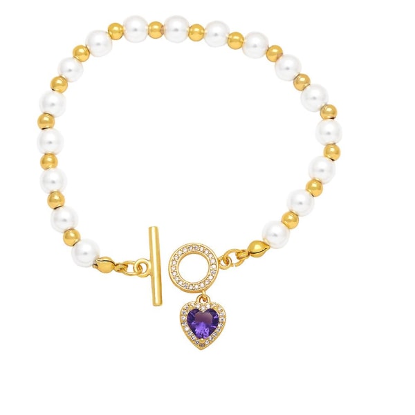 Armbånd Vintage Zircon Heart Stud Fashion smykker Ac9242 purple
