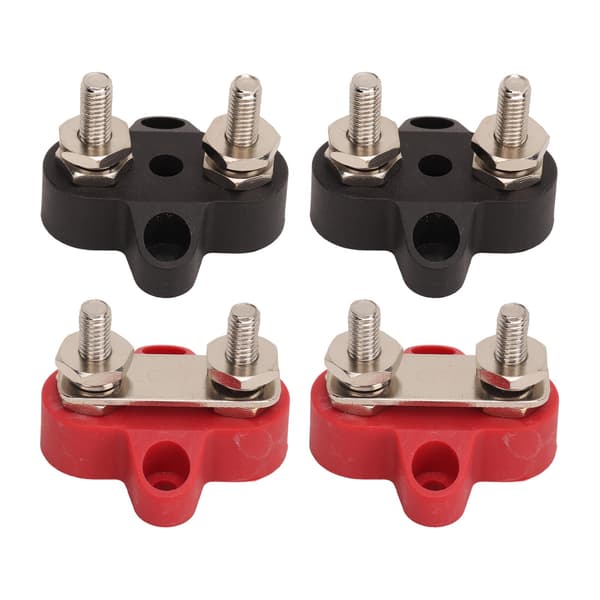 4AWG Batteriterminal Stud M6 Dobbelt Distributionsklemme Postblok Samleskinne til Biler RV'er Både Lastbiler DC 12V til 48V