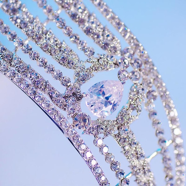 Princess Crown Pandebånd Glitrende Rhinestones Hårbøjle Brudehovedbeklædning Hårtilbehør til bruden