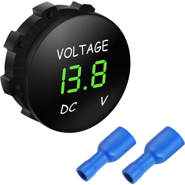 Modificeret bilbatteri digitalt display spænding display meter måleinstrument (kort version af lys blå voltmeter)