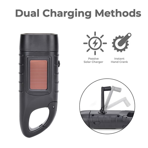 AT5503 ABS Plast Solar Håndsving Nød LED Lommelygte til Klatring Camping Sort