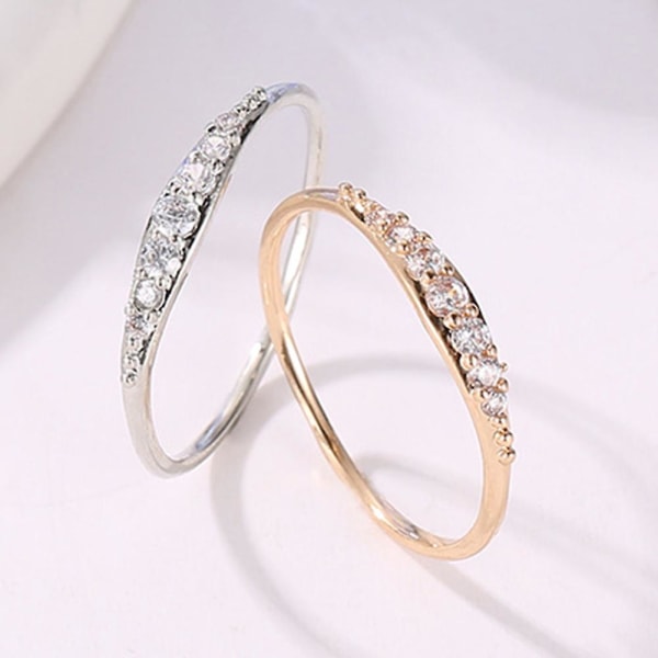 Kvinnor Män Legering Plätering Zirkon Inläggningar Finger Ring Party Smycken Tillbehör Present Golden Us10