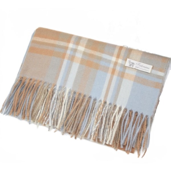 Imiteret kashmir plaid tørklæde plaid tørklæde efterår og vinter frynsede sjal tørklæde (2# lyseblå)