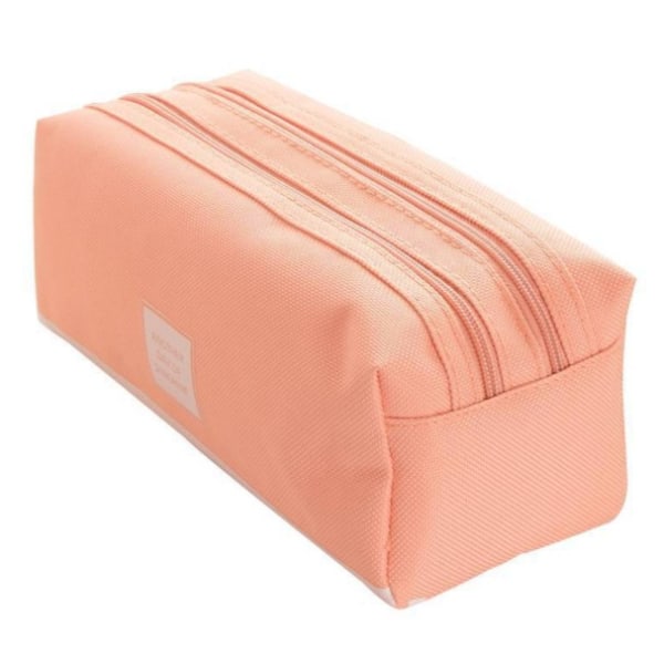 Case med stor kapacitet, case i Oxford-tyg med dubbla lager, bärbar väska för inlärning av brevpapper med dragkedja för grundskoleelever (rosa),