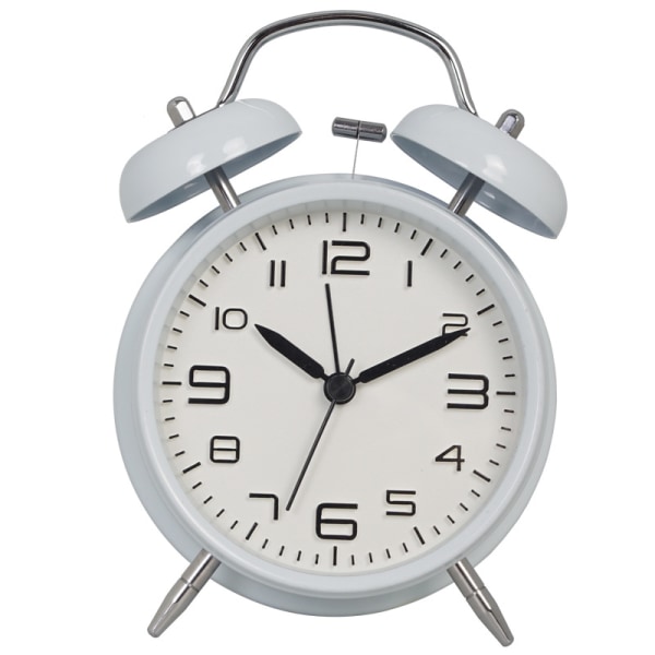 Dual Bell Alarm Clock - Kraftfull väckarklocka - Idealisk för tunga sovandes - Batteridriven Quartz Analog Clock (Vit)