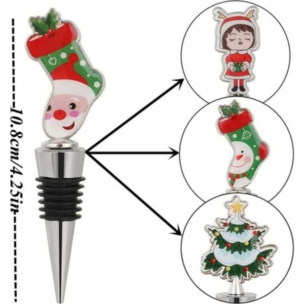 4 jouluviinipullon set , uudelleenkäytettävät joulukorkit, pullon sulkimet, häälahjat, syntymäpäivä, viini,