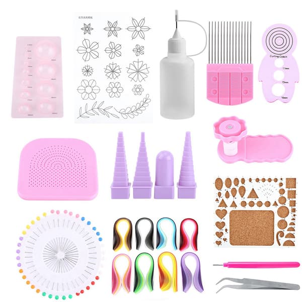 DIY Quilling Papirhåndværkssæt med spaltede værktøjer, strimler og pincet - perfekt til dekoration