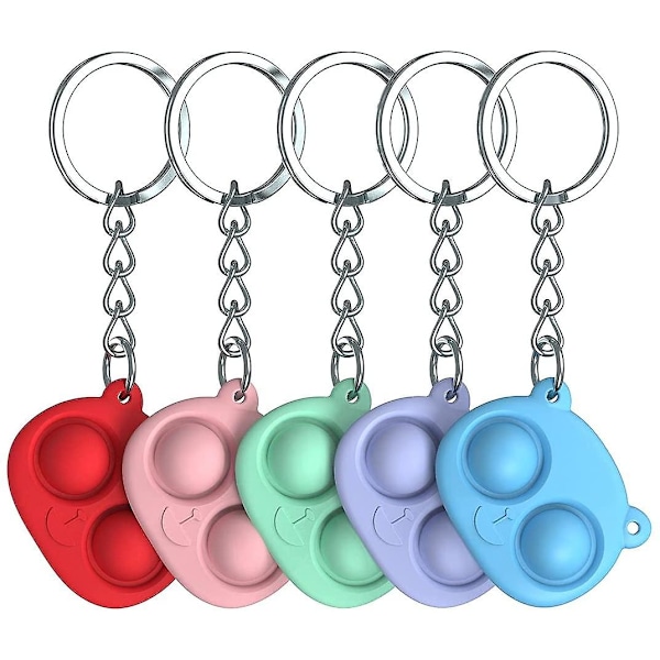 Silikondekompressionsnyckelring *5 röd+lila+rosa+grön+blå,