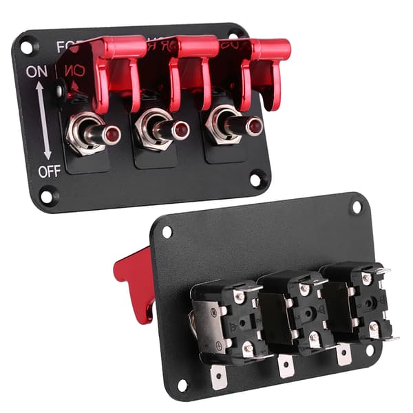 12V 3 Gruppe Vippebryterpanel for Racingbil Rød
