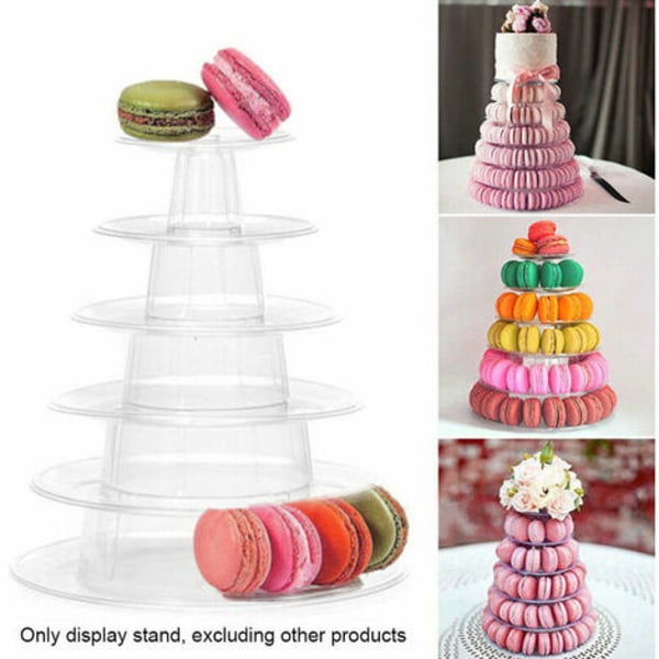Macaron-kakkuteline 6-kerroksinen muovinen pyöreä kakkuteline