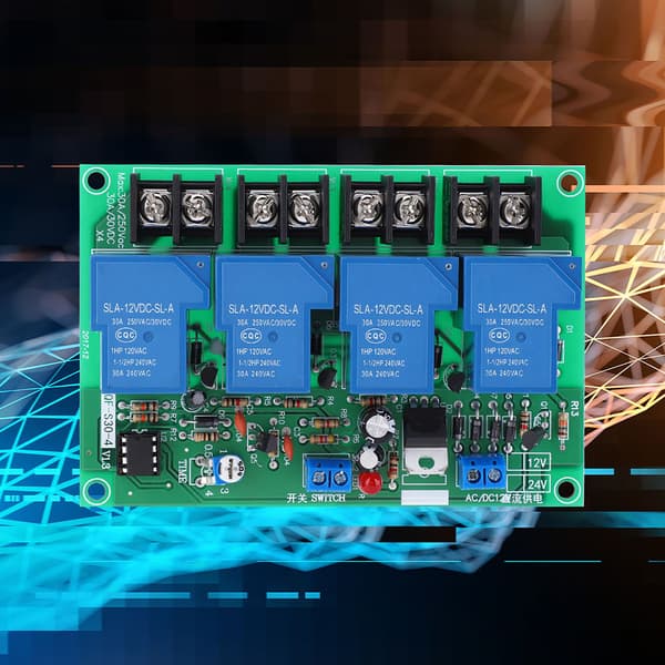 Power Time Sequence Board 4-kanals justerbar sekvensiell kontrollmodul 30A 0,5-4s