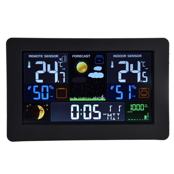 Digital Farve Vejrstation Multi Data Display Baggrundsbelyst Store Tal Termometer Ur til Hjemmekontor US