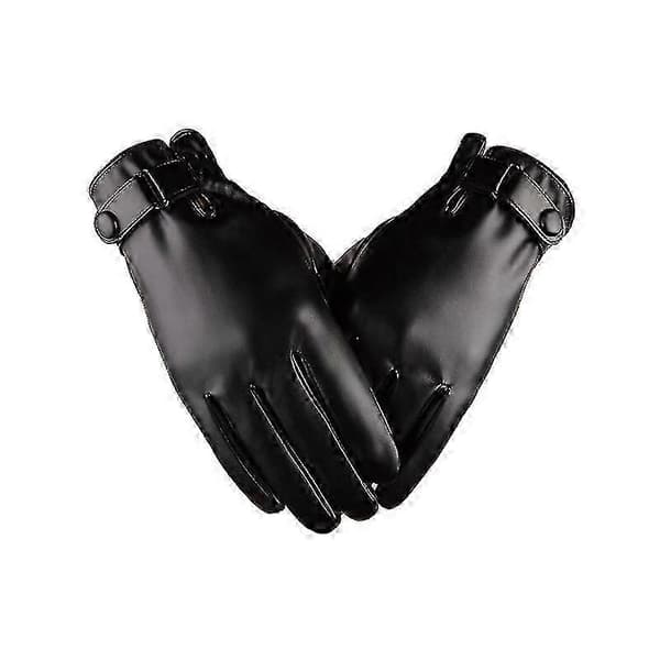 PU læder touchskærmshandsker til mænd, varme forede vinterhandsker til cykling, forretning og daglig brug Black 30X20X2cm