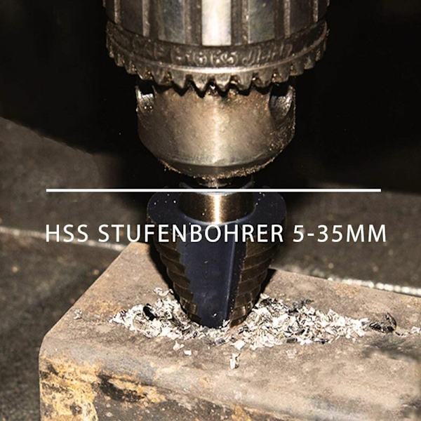 HSS metallstegborr 5-35 mm Professionell titan konisk borrkrona stegborr med case för trä Plast metall