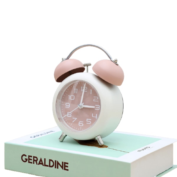 Metal Mekanisk Klokke til Børn Studerende Digital Silent Night Light Stue Soveværelse Skrivebordsur, Pink, 9 * 5 * 12,5 cm,