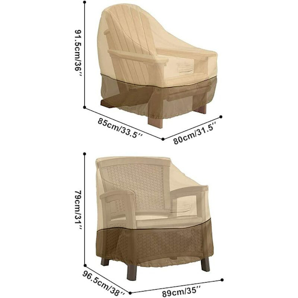 (210D: 85 x 80 x 91,5 cm i ris kaffe farvematchende udendørs enkelt sofabetræk vandtæt og holdbart, til indendørs og