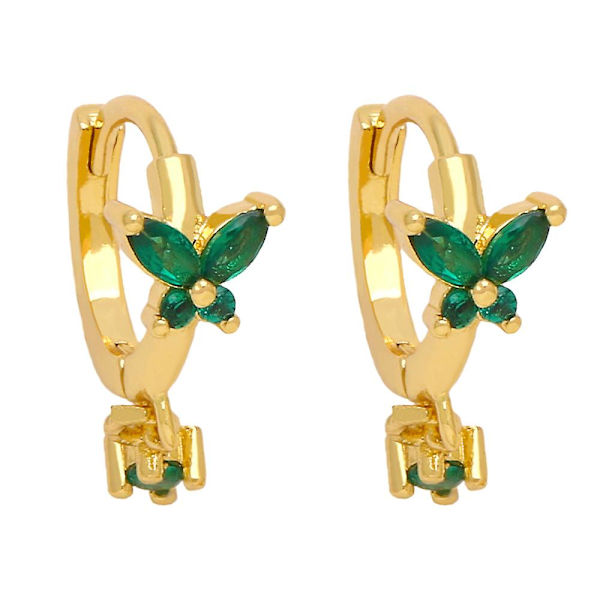 Øreringe Vintage Zircon Butterfly Fashion smykker Ac8808 Green