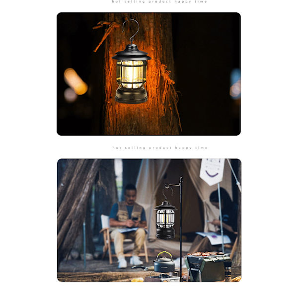 Utomhuscampinglampa, multifunktionell bärbar uppladdningsbar lampa (röd, typ C-laddningskabel)