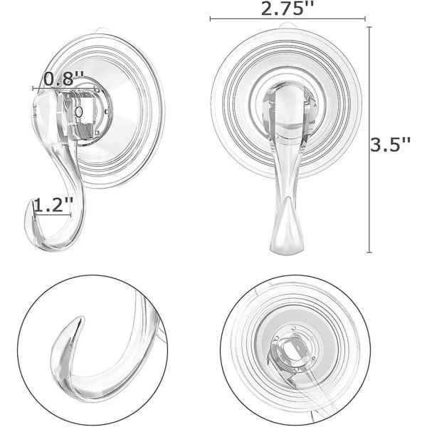 Seppeleripustin, Suuri kirkas uudelleenkäytettävä Heavy Duty Seppeleripustin Imukuppi Pyyhkeillä 22 Lb Vahva Ikkuna Lasi Imukuppi Koukut Seppeleteline Halliin L 6 Packs