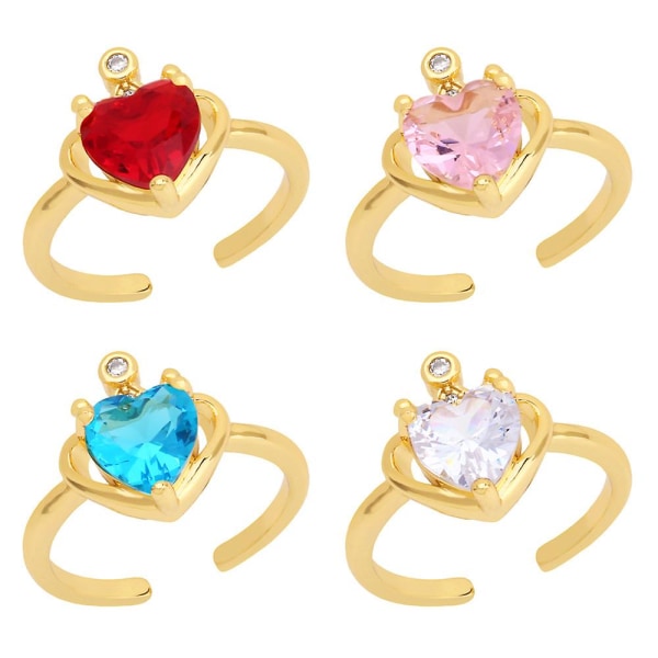 Ring Vintage Zircon Heart Stud Fashion smykker Ac9402 purple