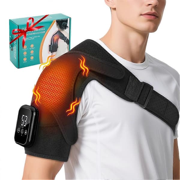 Bärbart axelomslag med värme och 3 vibrations-/temperaturinställningar för stelhet Grey
