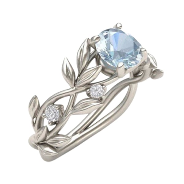 Kvinder Ring Blomster Design Alle Match Tilbehør Mode Sød Rhinestone Vielsesring Til Fest Light Blue US 9