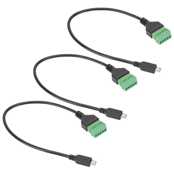 3-Pin Micro USB Hane till 5-Pin Skruvsköld Lödfri Terminal Plug Adapter Kabel