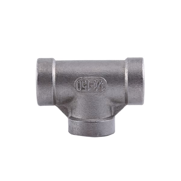 Rustfrit stål 304 3-vejs indvendigt gevind rørfitting 1 4 tommer 37 mm