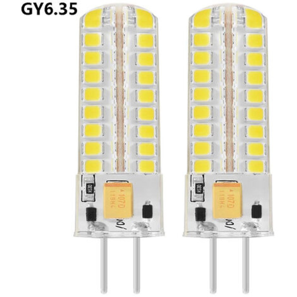 GY6.35 LED pære, G6.35 LED 12V, 7W 50W Halogen erstatningslampe, Pure White 6000K, 360° strålevinkel, til kabinet Li