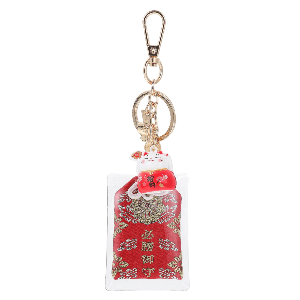 Japansk-type amulet vedhæng Japansk stil Peace Blessing Bag Luck Cat nøglering Red