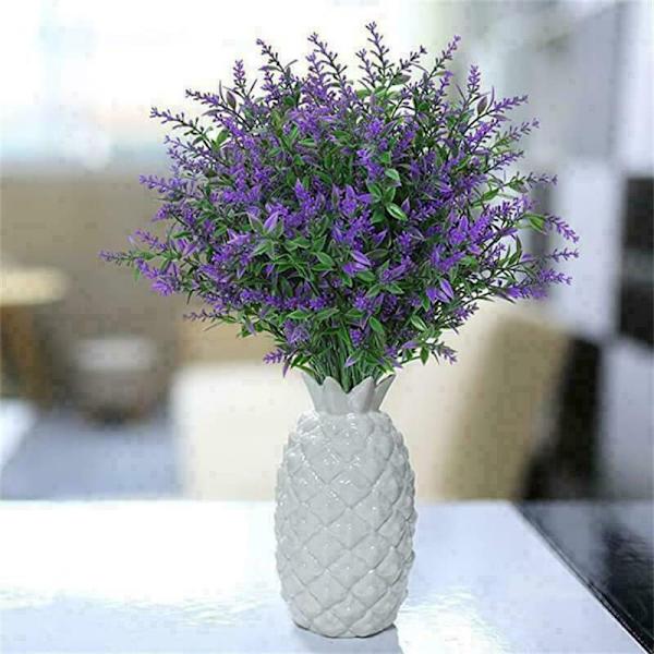 Kunstige lavendelblomster, kunstig blomsterbuketindretning, falske kunstige planter til indendørs udendørs bryllupshave D