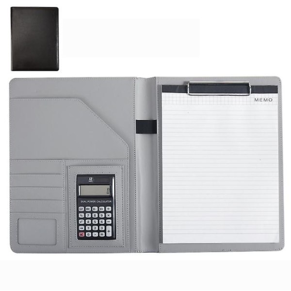 A4 kontormappe, sort - A4-mappe - Med 12-bit lommeregner
