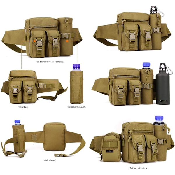 Military Tactical Molle System vedenpitävä vyölaukku Nylon Fanny Pack Fanny Pack ulkoilmapullopussilla