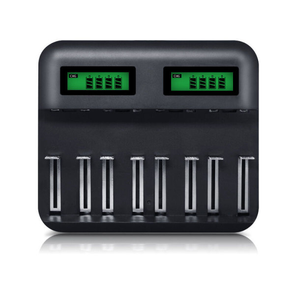 Universal batteriladdare, 8-fack batteriladdare, lämplig för AA/AAA/C/D Ni-MH/Ni-Cd uppladdningsbara batterier
