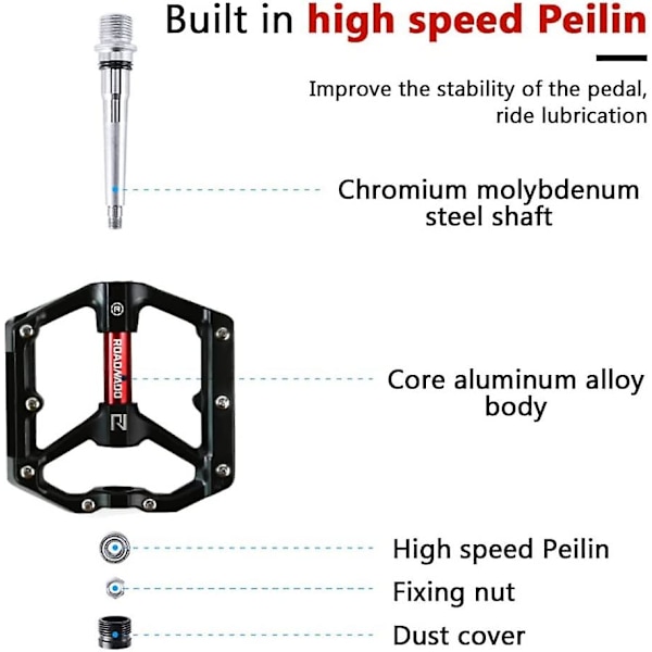 Mtb-poljin, polkupyörän poljin, CNC-alumiiniseos luistamattomat ultrakevyet polkimet heijastimilla Bmx-maastopyörälle - 9/16&quot