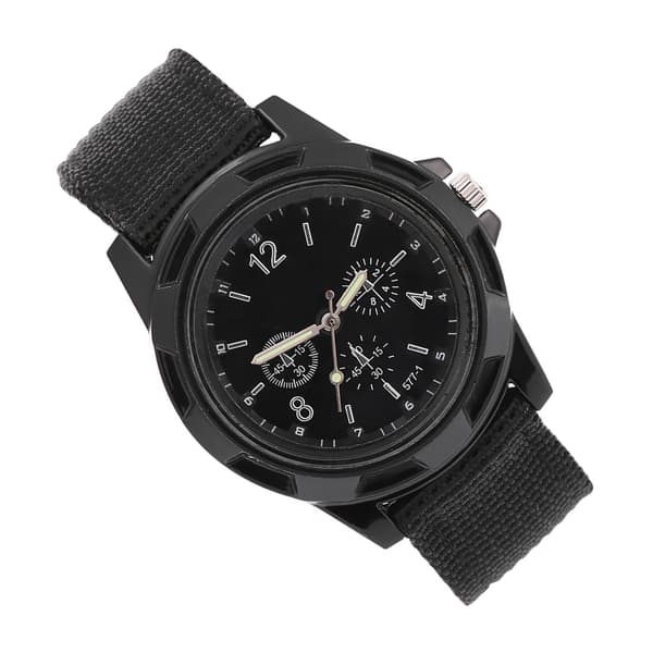 Militär Nylonrem Analog Digital Klocka Svart