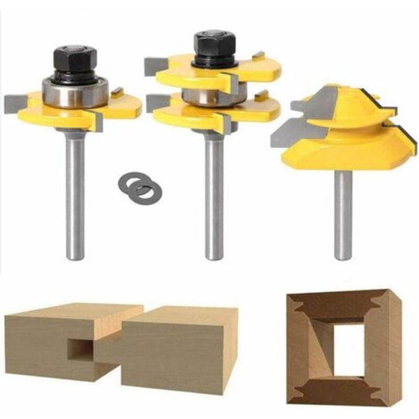 45-graders geringsfræserbit + tungebit + rillefræser, træbearbejdningsfræser til tømrerværktøj (1/4'' (6,35 mm))