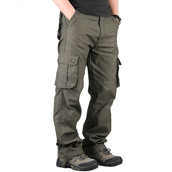 Enfärgade Cargo-byxor för män Army Green 34