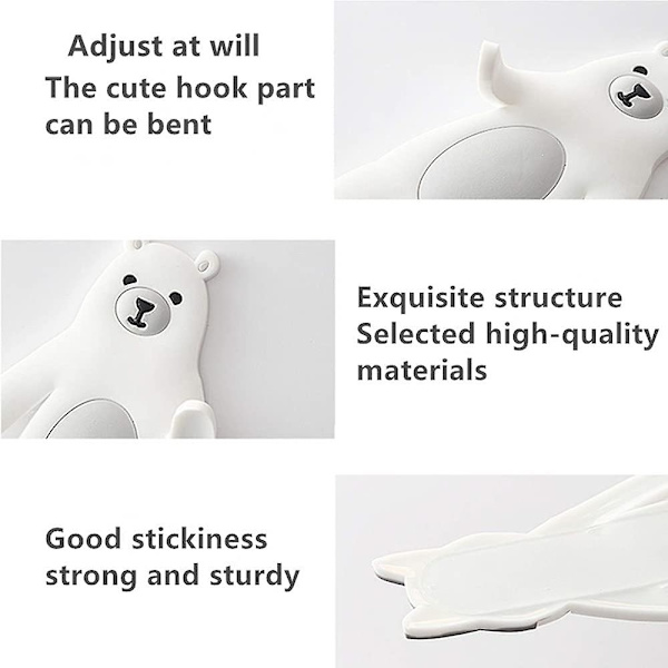 Suloiset koristeelliset seinäkoukut Eläinkiinnittyvä Takkikoukku Uudelleenkäytettävät Vedenpitävät Lasten koukut bear