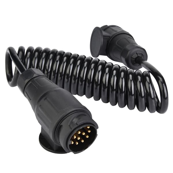 13-polet trailerstik med spiralkabel-stikadapter