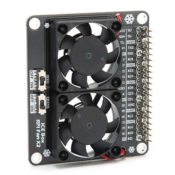 Raspberry Pi Køleventilator Køleplade Udvidelseskort Dobbelt Ventilator LED Lys C2448
