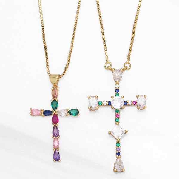 Kaulakoru Vintage Zircon Cross Muotikorut Ac8877 B