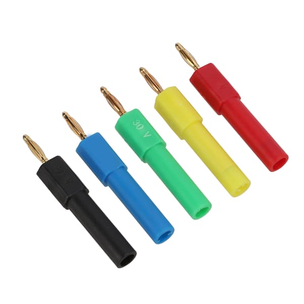 Billadapter: 5 stk 2 mm til 4 mm PA messingbananer