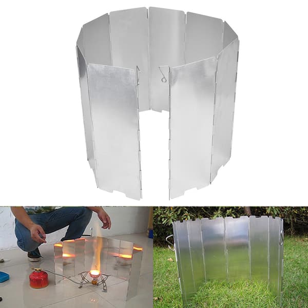 10 st. Vindskydd för Campingkök i Aluminiumlegering, Silver